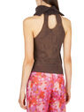 LOUISE LYNGH BJERREGAARD Knit Collar Floral Halter Top Brown flllb0250004brn