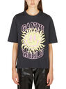 GANNI Logo Print T-Shirt in Black Black flgan0250013blk