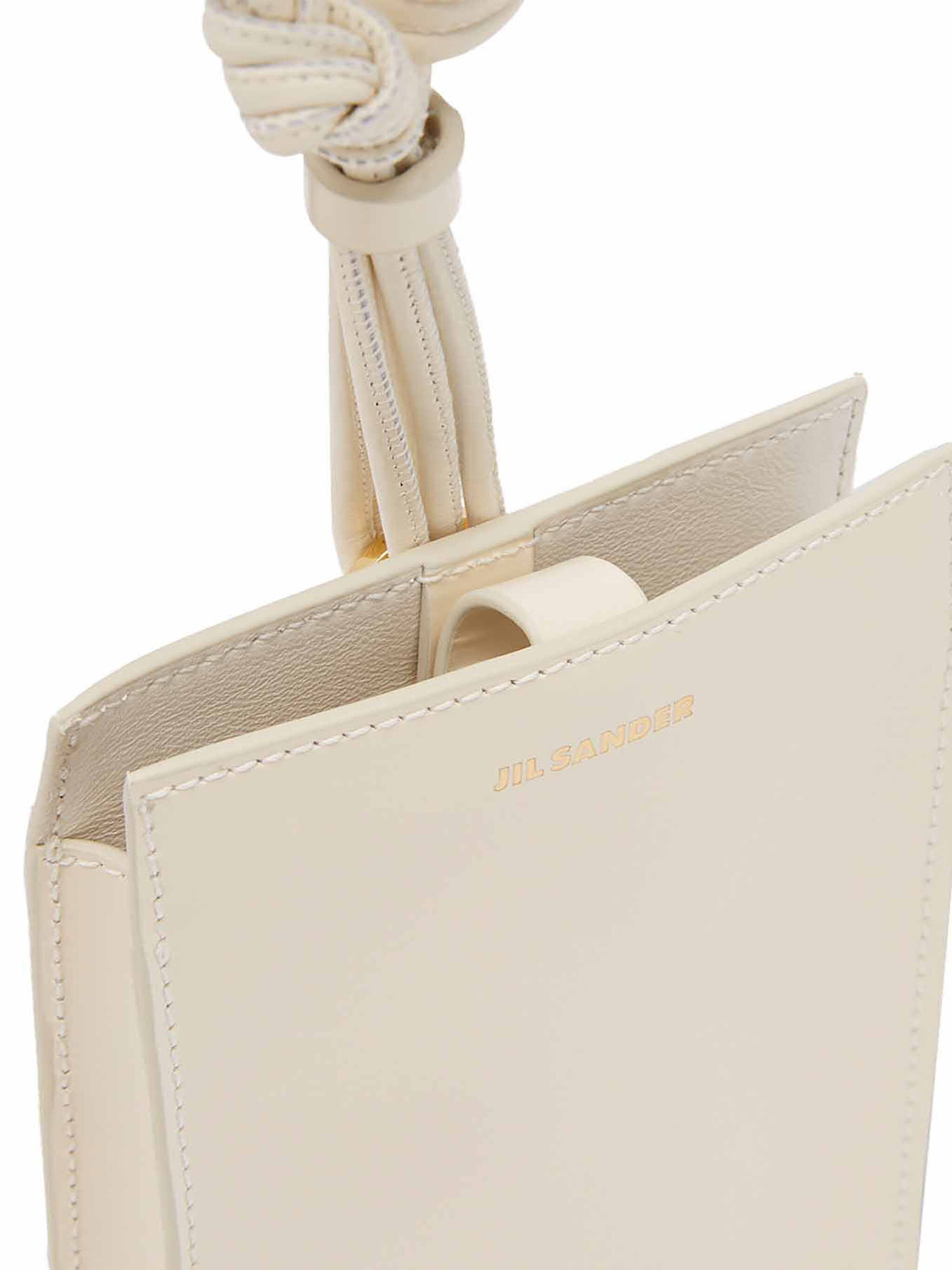 Jil Sander Tangle Phone Case in Cream Leather | THE FLAMEL®