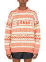 GANNI Intarsia Knit Sweater Cream flgan0249014col