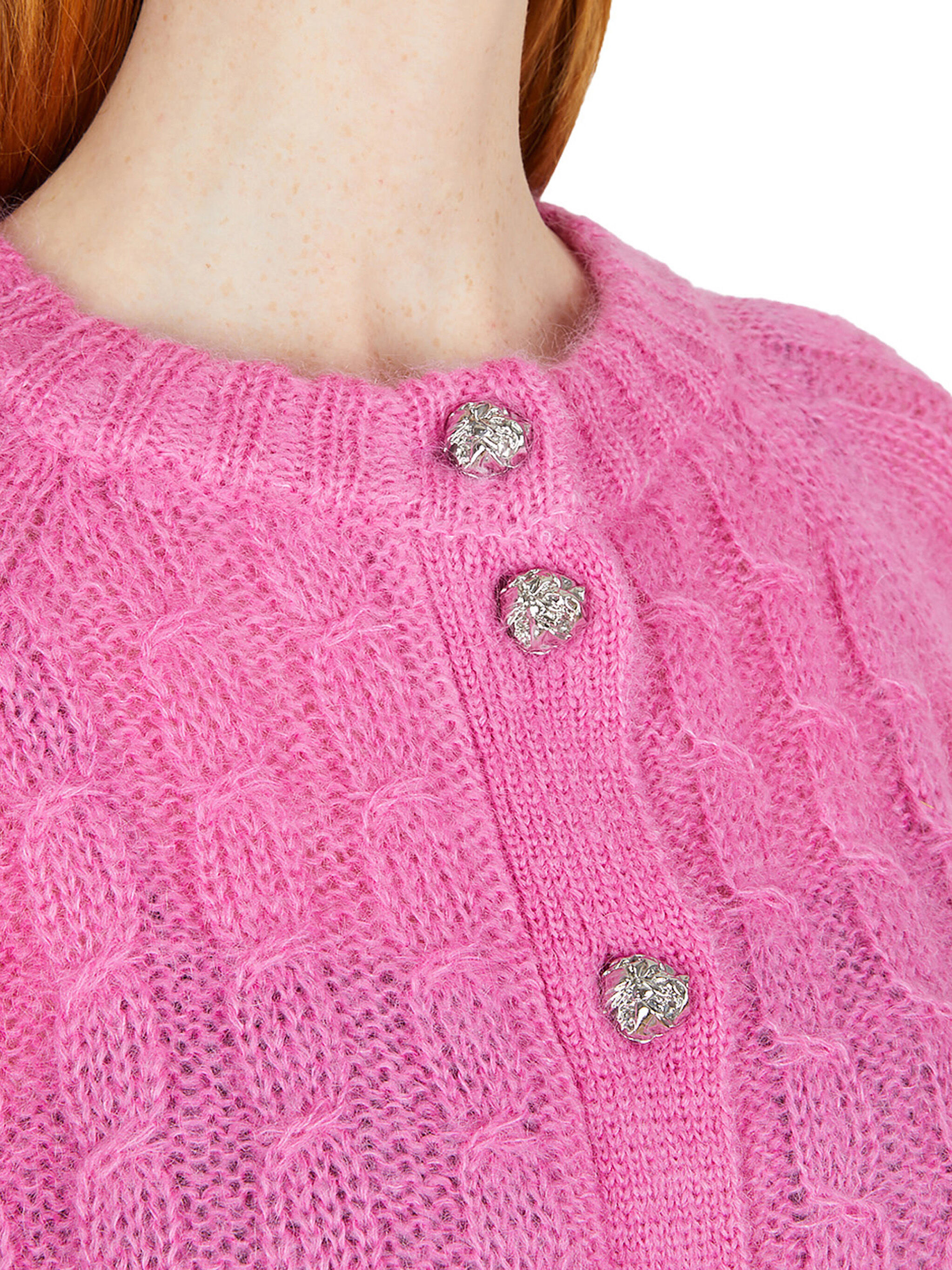 GANNI Pink Mohair Cardigan for Women | THE FLAMEL®