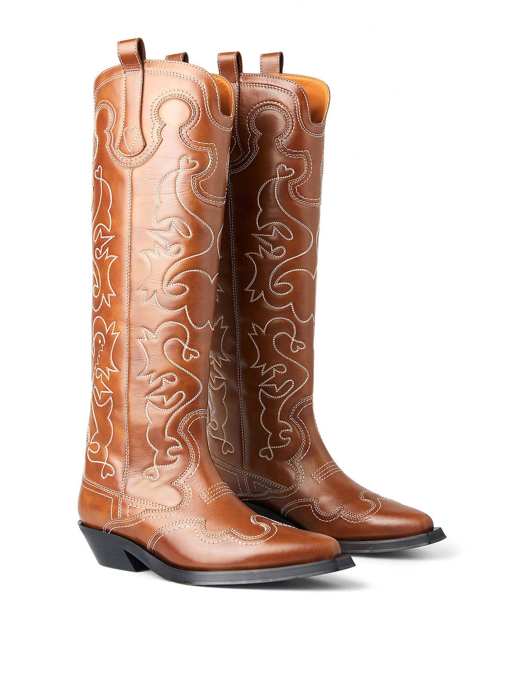 GANNI Knee High Embroidered Western Boots | THE FLAMEL®