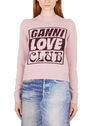 GANNI Sweater with Ganni Love Club Intarsia Pink flgan0248015pin