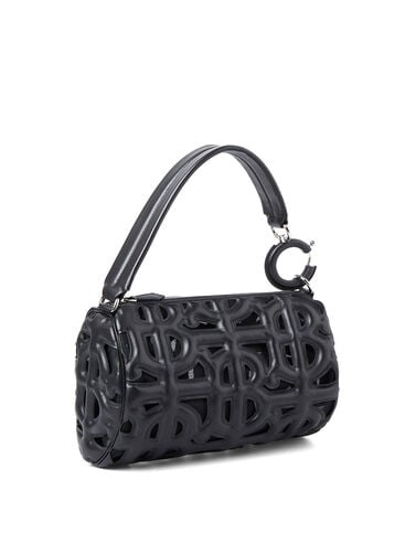 BURBERRY RHOMBI MINI HOBO BAG  Black Burberry Leather Handbag