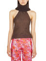 LOUISE LYNGH BJERREGAARD Knit Collar Floral Halter Top Brown flllb0250004brn